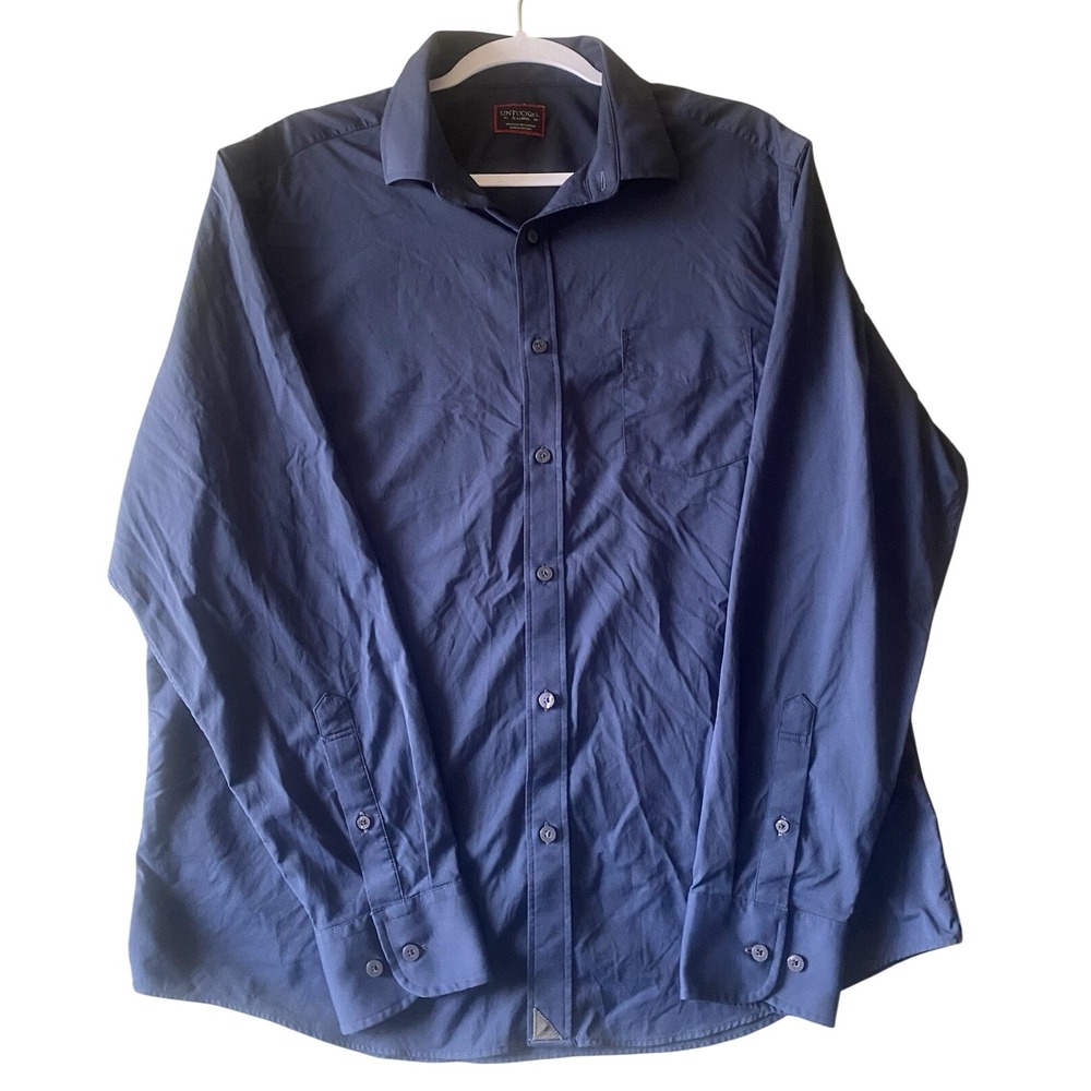 UNTUCKit Gironde Navy‎ Blue Performance Button Down Shirt XL Regular Fit 40349